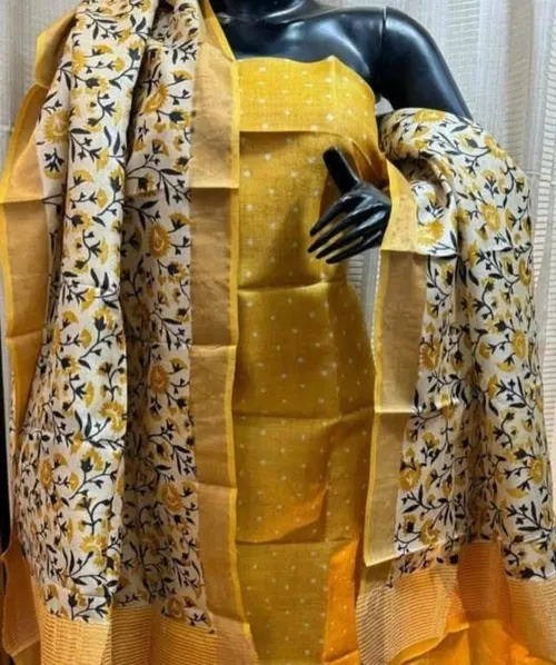 Elegant Pure Handloom Tussar Silk Dress Material – Top & Dupatta